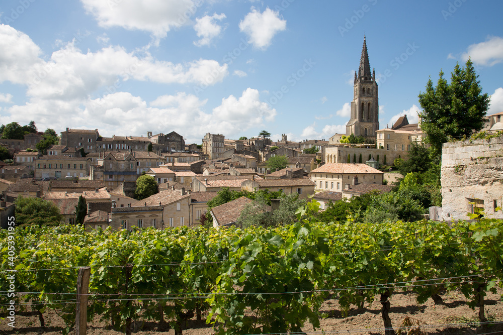 landscape view of french Wine District Saint-Emilion village in Bordeaux france