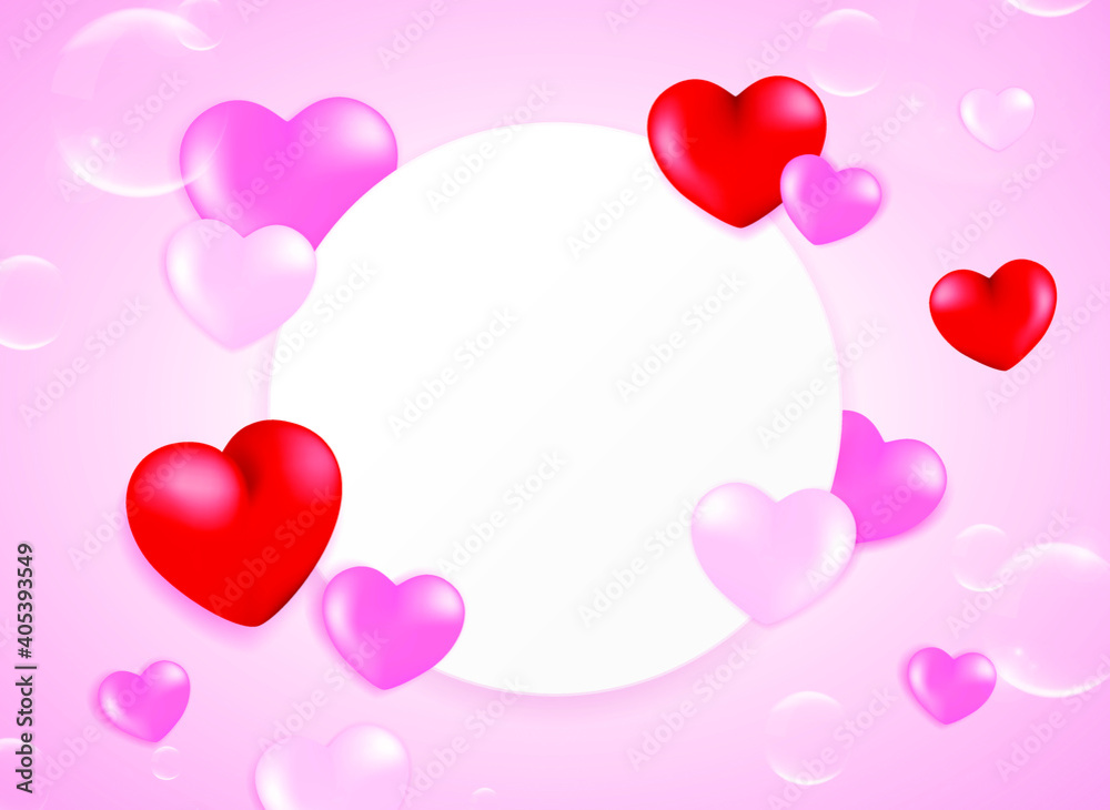 High Quality Love Background with 3D Hearts for your Saint Valentine´ s Day Design . Isolated Vector Elements