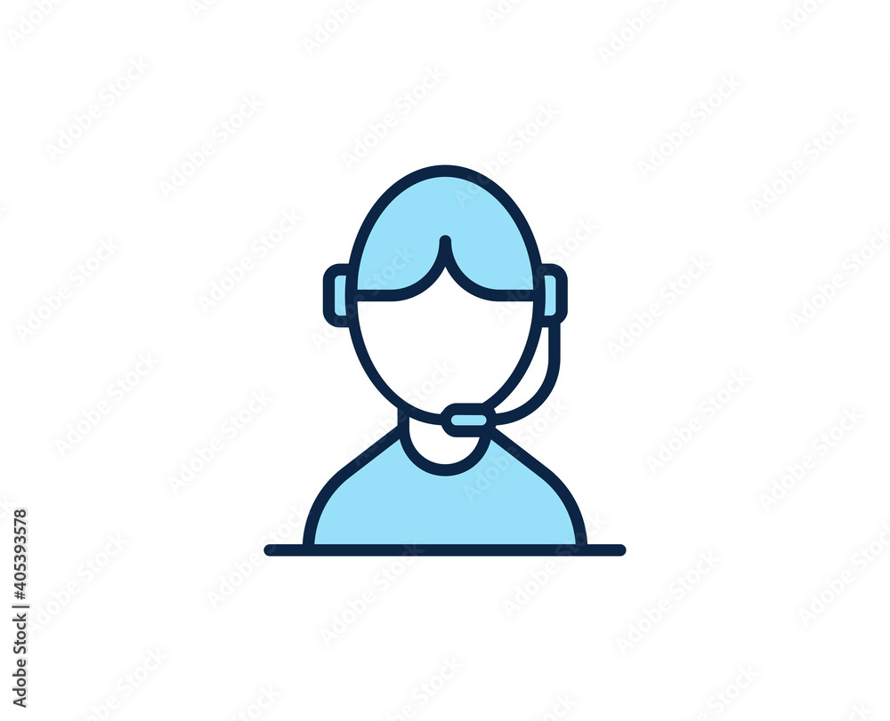 Online support flat icon. Thin line signs for design logo, visit card, etc. Single high-quality outline symbol for web design or mobile app. Marketing outline pictogram.