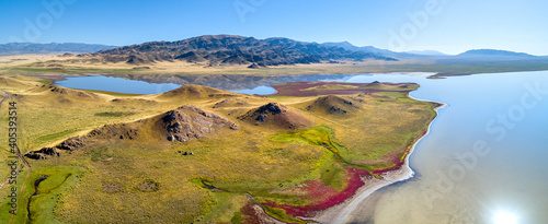 epic mountain lake, aerial photography photo