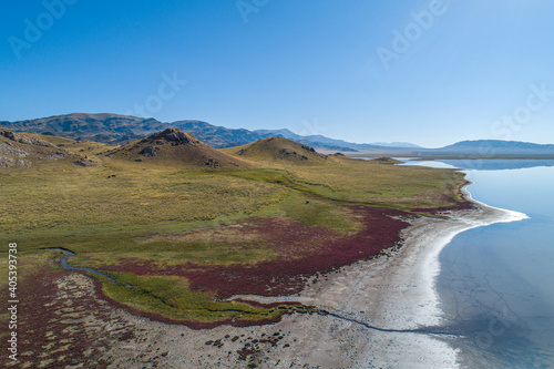 epic mountain lake, aerial photography photo