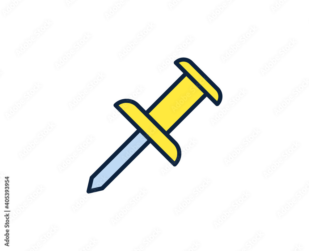 Push pin line icon. Vector symbol in trendy flat style on white background. Office sing for design. Push pin line icon. Vector symbol in trendy flat style on white background. Office sing for design.