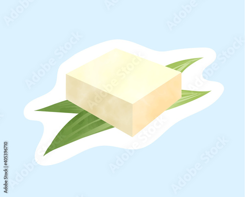免疫力を高める食材／糖質制限／水彩白フチ／笹の上の豆腐