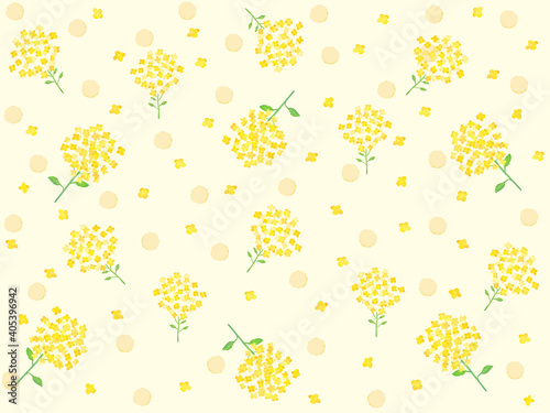 手描き水彩風　菜の花の黄色背景