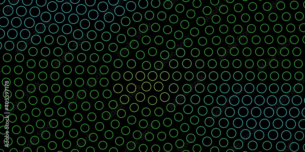Dark Blue, Green vector background with circles.