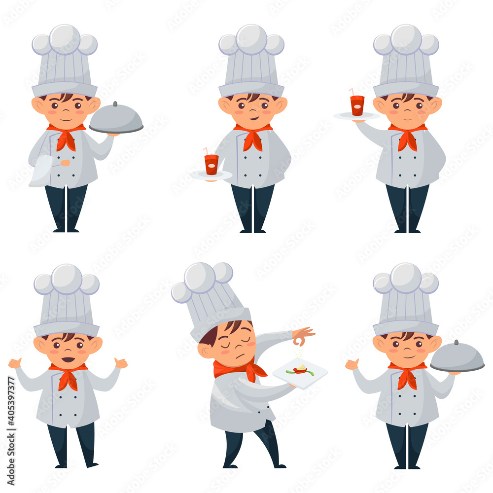Flat Cartoon Chef various poses Flat Vector Illustration Design Flat Cartoon Chef various poses Flat Vector Illustration Design