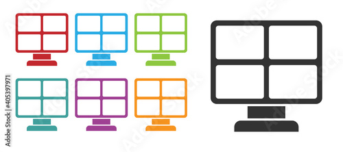Black Solar energy panel icon isolated on white background. Set icons colorful. Vector.