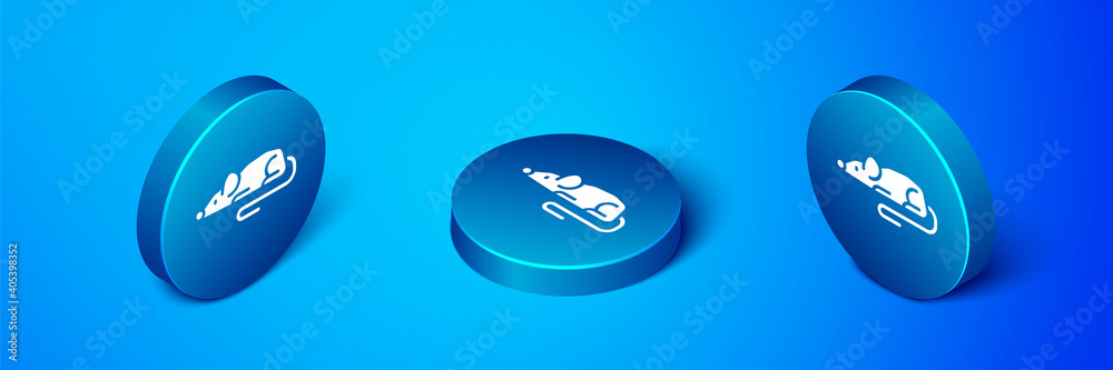 Isometric Experimental mouse icon isolated on blue background. Blue circle button. Vector. Isometric Experimental mouse icon isolated on blue background. Blue circle button. Vector.