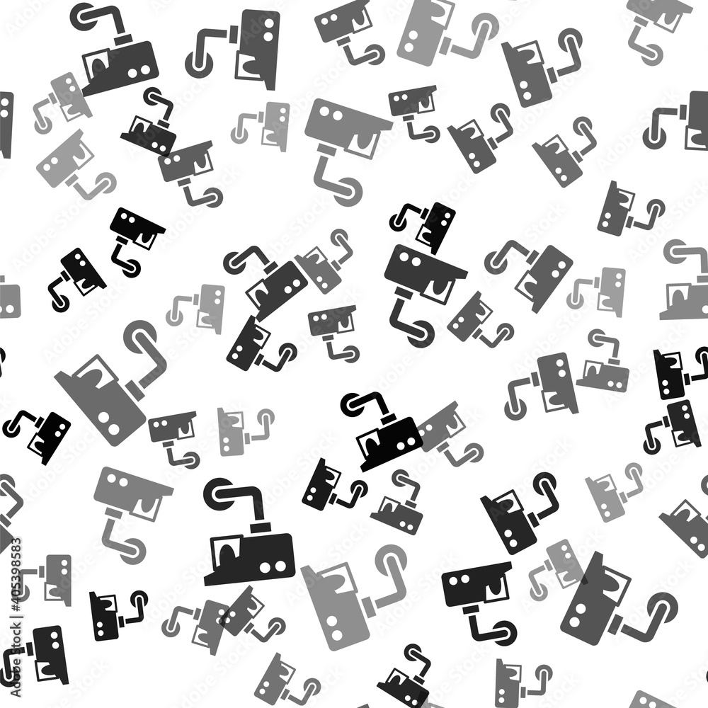 Black Security camera icon isolated seamless pattern on white background. Vector. Black Security camera icon isolated seamless pattern on white background. Vector.