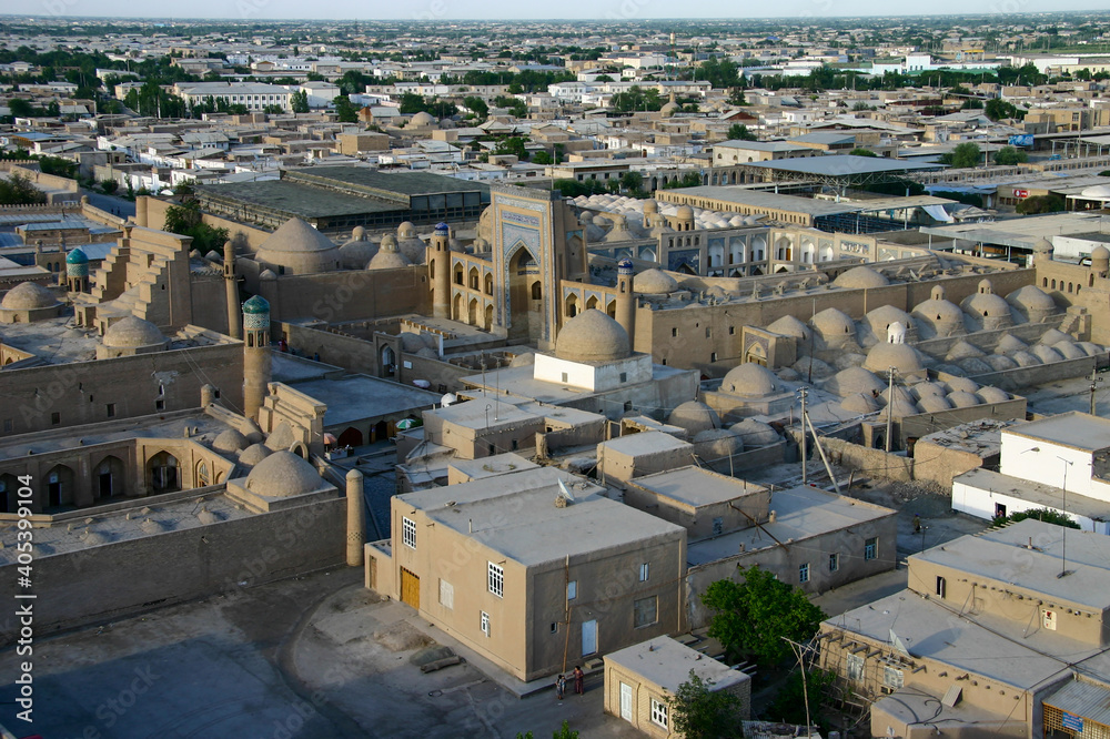 View of Ichan Kala, the walled inner town of the city of Khiva, Uzbekistan