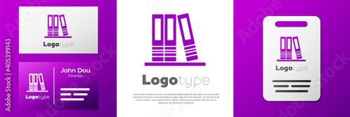 Logotype Office folders with papers and documents icon isolated on white background. Office binders. Archives folder sign. Logo design template element. Vector.