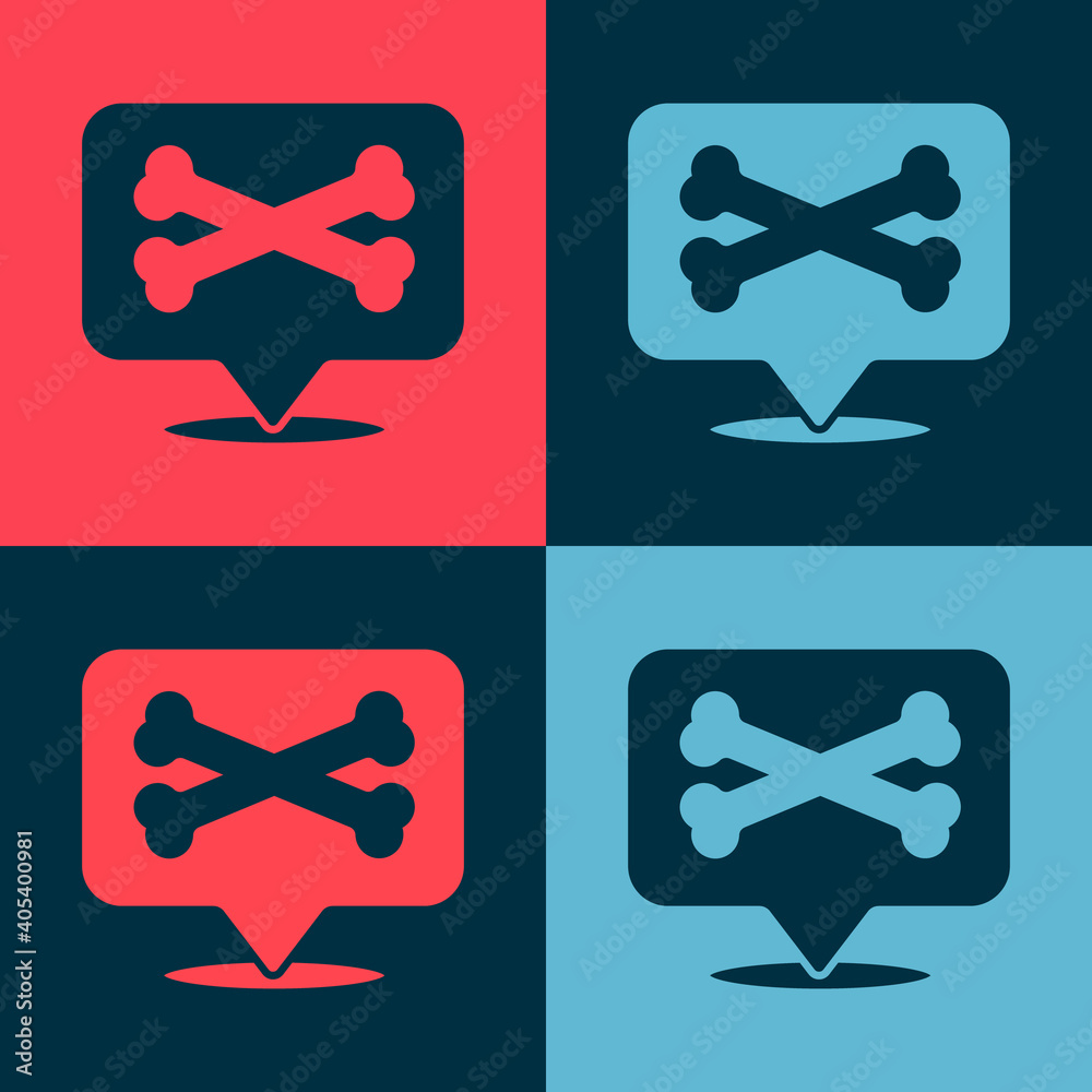 Pop art Location pirate icon isolated on color background. Vector.