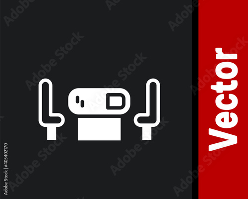 White Poker table icon isolated on black background. Vector.