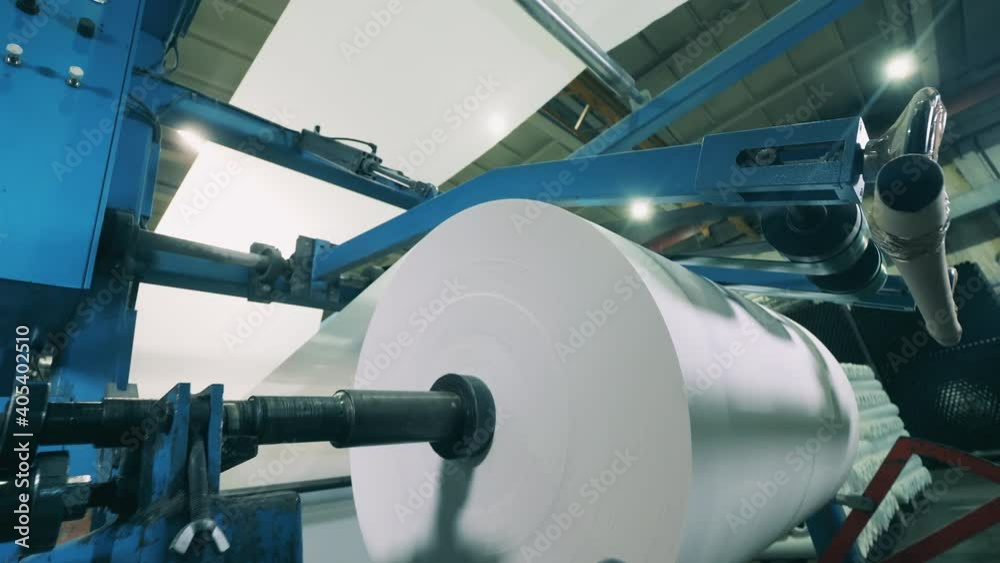 Modern paper converting machine at a paper manufacturing plant
