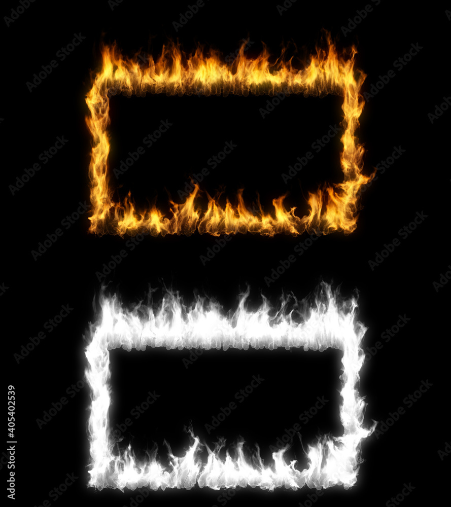 3D illustration of a rectangle shape on fire with alpha layer 3D illustration of a rectangle shape on fire with alpha layer