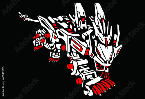 tiger mecha robot vector icon logo
