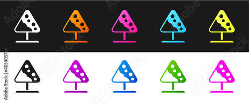 Set Road sign avalanches icon isolated on black and white background. Snowslide or snowslip rapid flow of snow down a sloping surface. Vector.