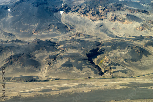 Icelandic landscape aerial photography captured from touristic airplane