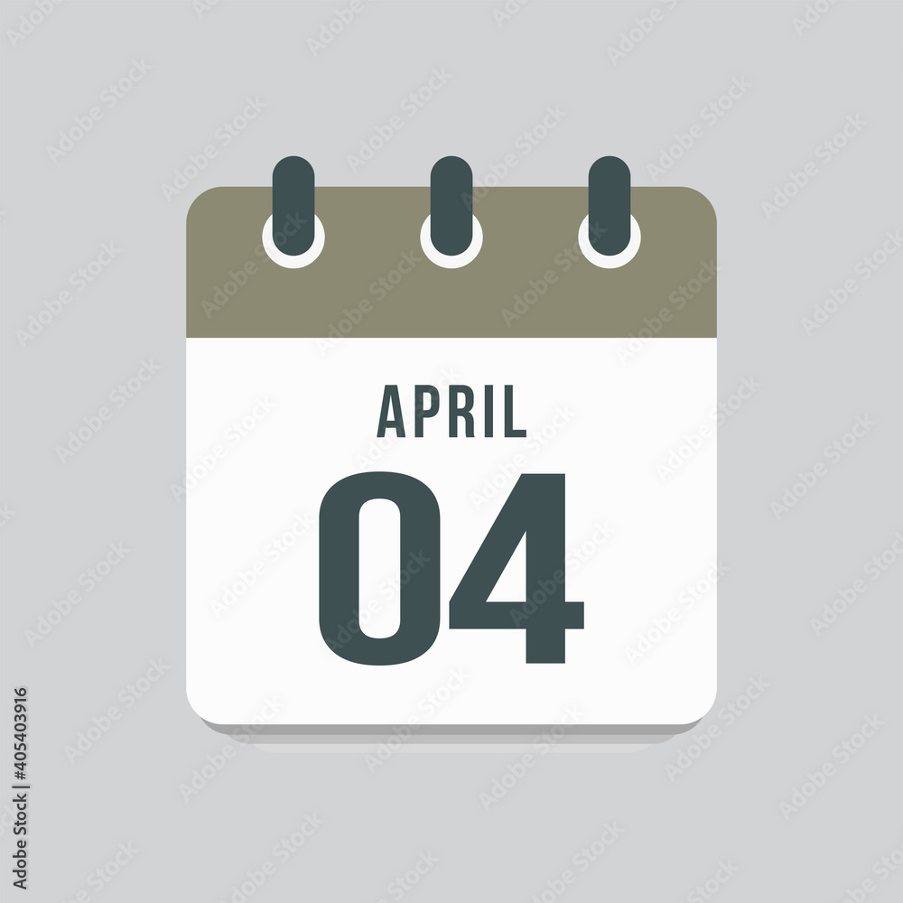 Icon day date 4 April, template calendar page Icon day date 4 April, template calendar page