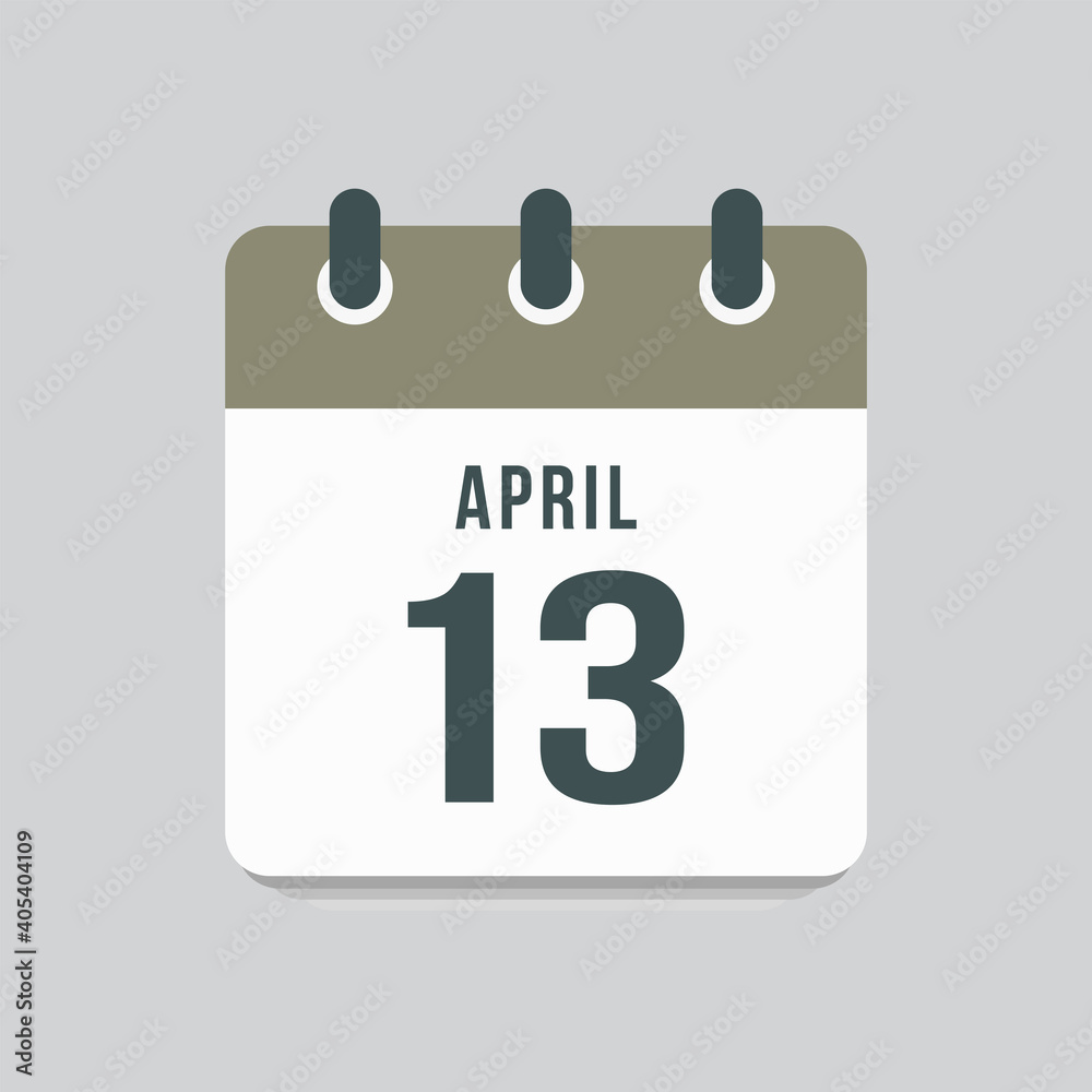Icon day date 13 April, template calendar page Icon day date 13 April, template calendar page