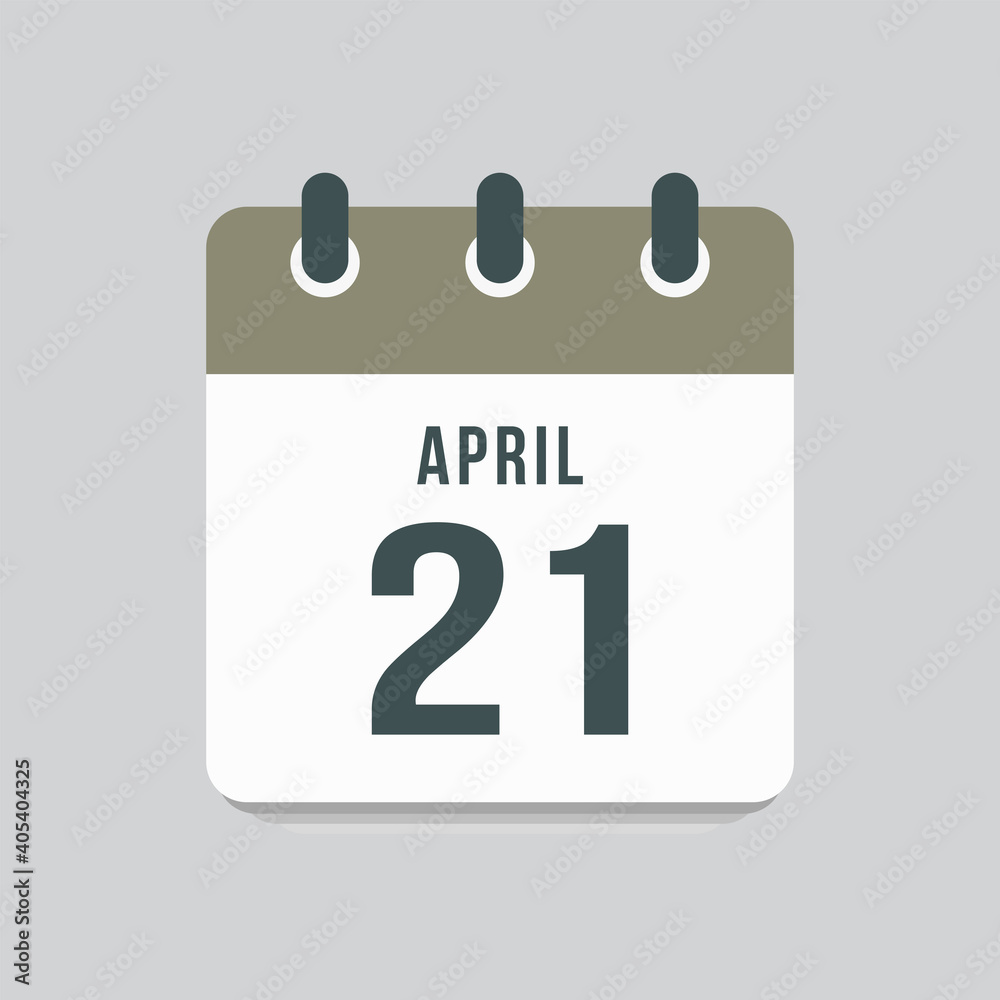 Icon day date 21 April, template calendar page Icon day date 21 April, template calendar page