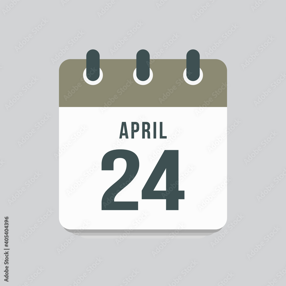 Icon day date 24 April, template calendar page Icon day date 24 April, template calendar page