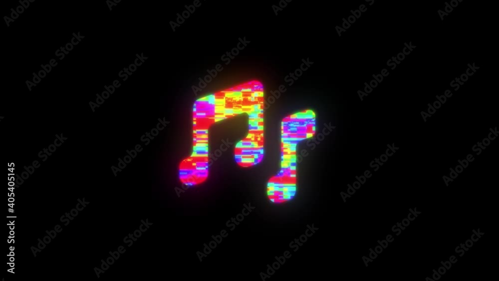 MUSIC NOTES animation vibrant neon colourful digital motion intro text on dark screen background