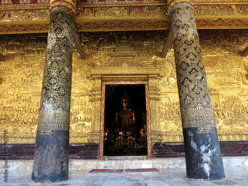 Main Hall of the Wat Mai Suwannaphumaham Temple in Luang Prabang, LAOS photo