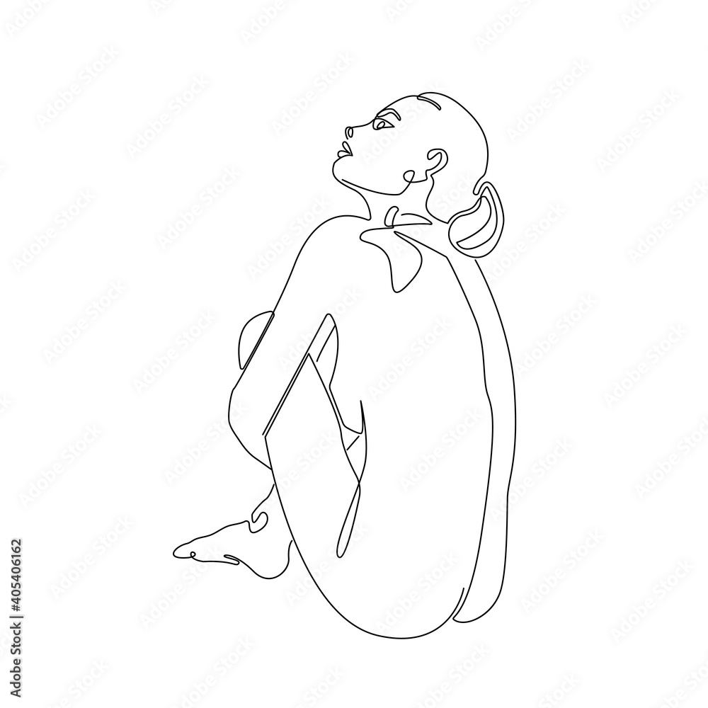 Young Beautiful Woman Sitting in Yoga Pose. Back View Stock Vector -  Illustration of people, pose: 86716019
