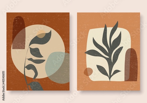 Vector Prints Set Boho Style. Botanical Poster. Modern Wall Art, Aesthetic Bohemian Design. Perfect for Home Decor, Wall Art Posters, or t-shirt Print, Mobile Case. Vector EPS 10