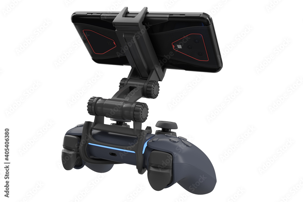 Realistic joystick for playing games on a mobile phone isolated on white Realistic joystick for playing games on a mobile phone isolated on white
