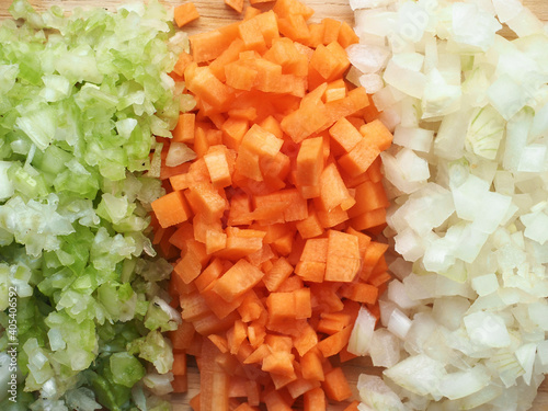 Mirepoix - onion, celery and carrot