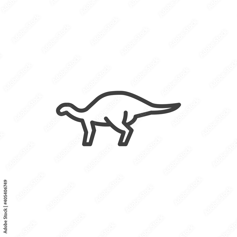 Iguanodon dinosaur line icon. linear style sign for mobile concept and web design. Iguanodon outline vector icon. Symbol, logo illustration. Vector graphics