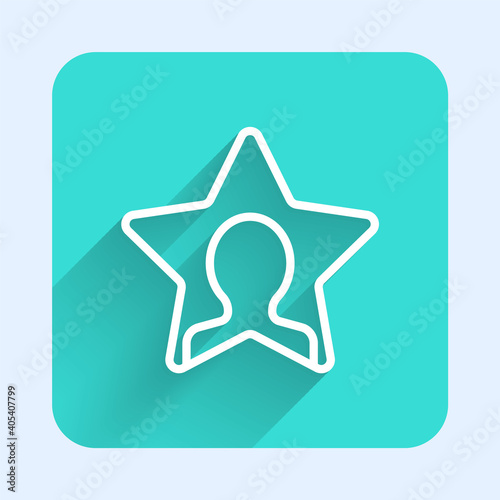 White line Head hunting icon isolated with long shadow. Business target or Employment sign. Human resource and recruitment for business. Green square button. Vector.