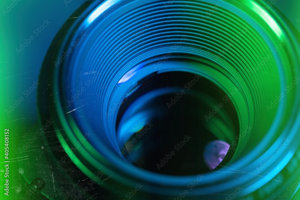 Camera lens with lens reflections on bright background. Camera lens with lens reflections on bright background.