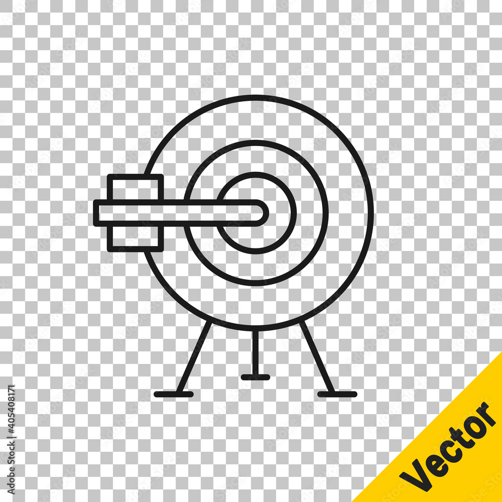 Black line Target with arrow icon isolated on transparent background. Dart board sign. Archery board icon. Dartboard sign. Business goal concept. Vector. Black line Target with arrow icon isolated on transparent background. Dart board sign. Archery board icon. Dartboard sign. Business goal concept. Vector.