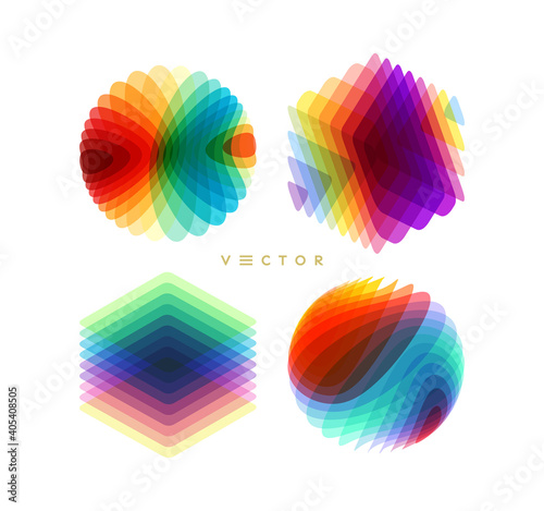 Set of various overlapping elements. Abstract geometric design. Vector illustration for banners, placards, posters or flyers.