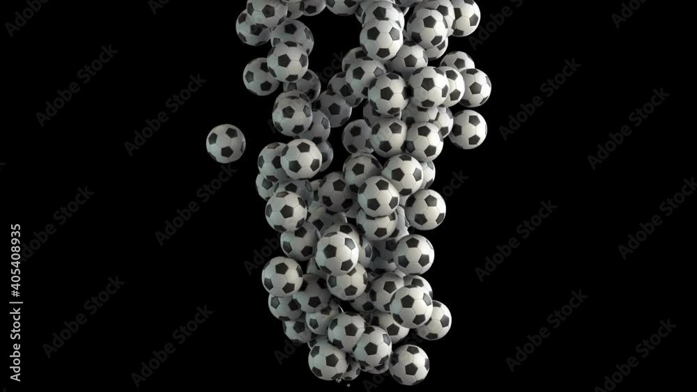 3D animation of soccer ball flow with alpha layer 3D animation of soccer ball flow with alpha layer