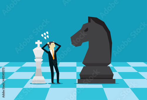 Businessmen play pieces to lose