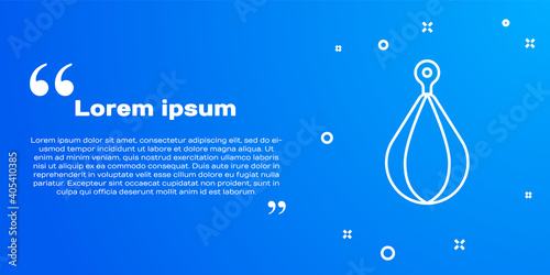 White line Punching bag icon isolated on blue background. Vector.