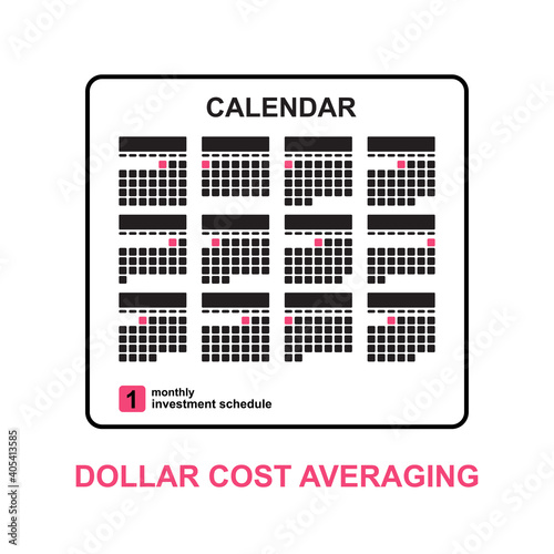 Dollar cost averaging investment concept,DCA monthly investment vector illustration