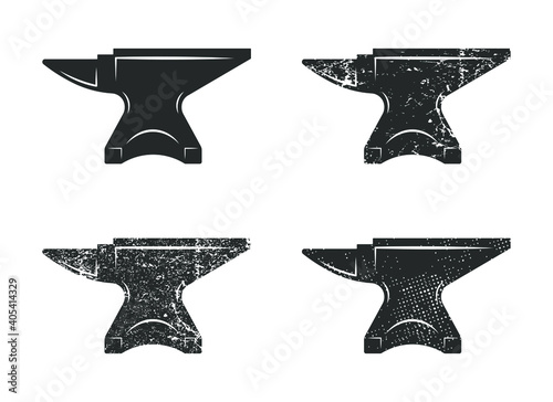 Blacksmith anvil icon shape symbol. Iron smith workshop logo sign. Vector illustration image. Isolated on white background.