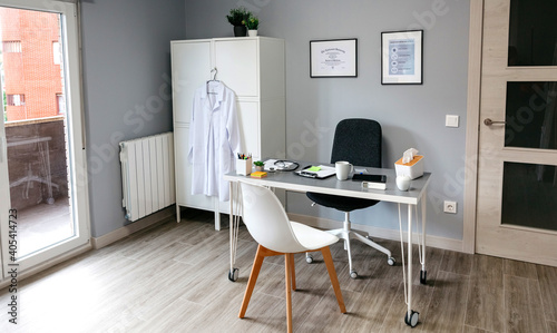 Interior of empty doctor's office with terrace © David Pereiras