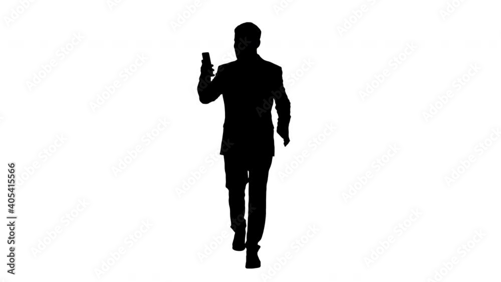 Businessman walking and making a video call, Alpha Channel Businessman walking and making a video call, Alpha Channel