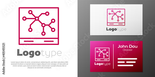 Logotype line Railway map icon isolated on white background. Logo design template element. Vector.