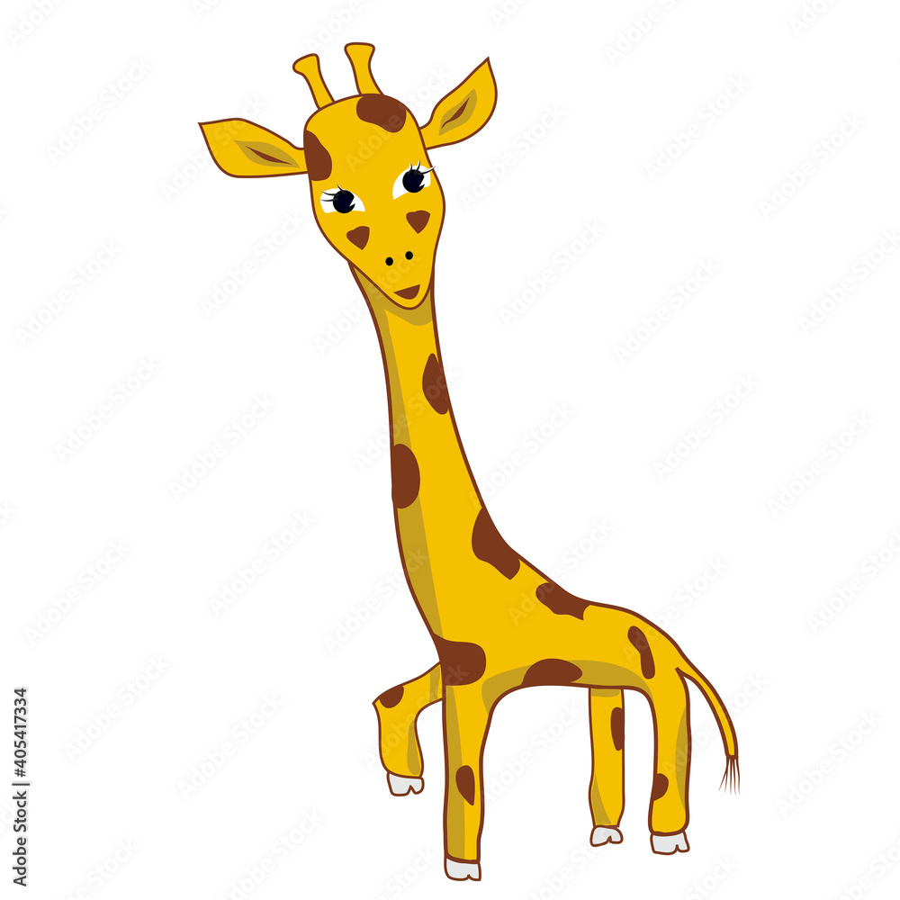 Giraffe animal looking straight - character hand drawing flat illuctration. Giraffe animal looking straight - character hand drawing flat illuctration.