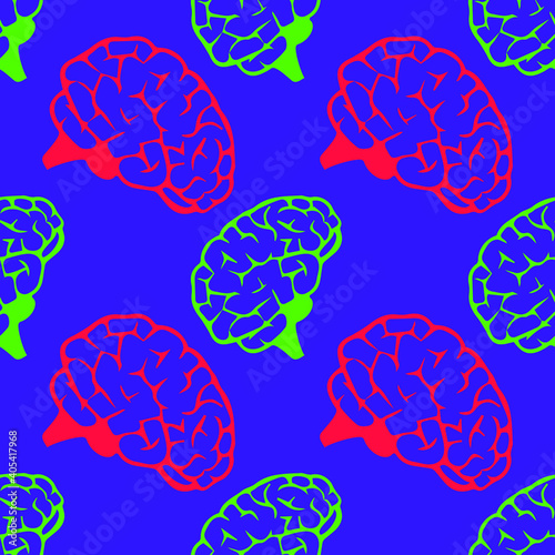 Human brains on a purple background, texture for design, seamless pattern, vector illustration