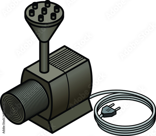 A pond fountain pump with a spray attachment.