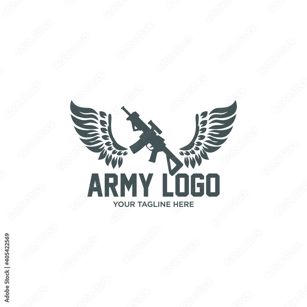 Naklejka premium army, assault rifles, gun logo, emblem isolated on white, vector 