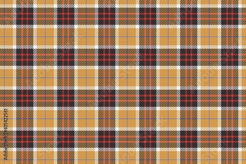 fabric texture of traditional checkered gingham seamless ornament, beige and black main colors with red and blue thin stripes for plaid, tablecloths, shirts, clothes, dresses, tartan
